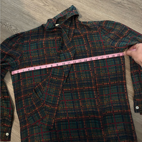Vintage I. Magnin Plaid Blouse Button Up with Neck Tie Bow - Picture 8 of 9